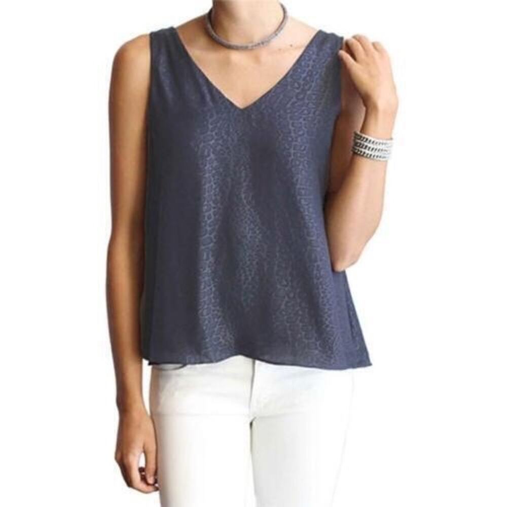 ☀️Krisa REVOLVE Navy Blue Croc Animal Print Sleeveless Tank Top Size XS NWT